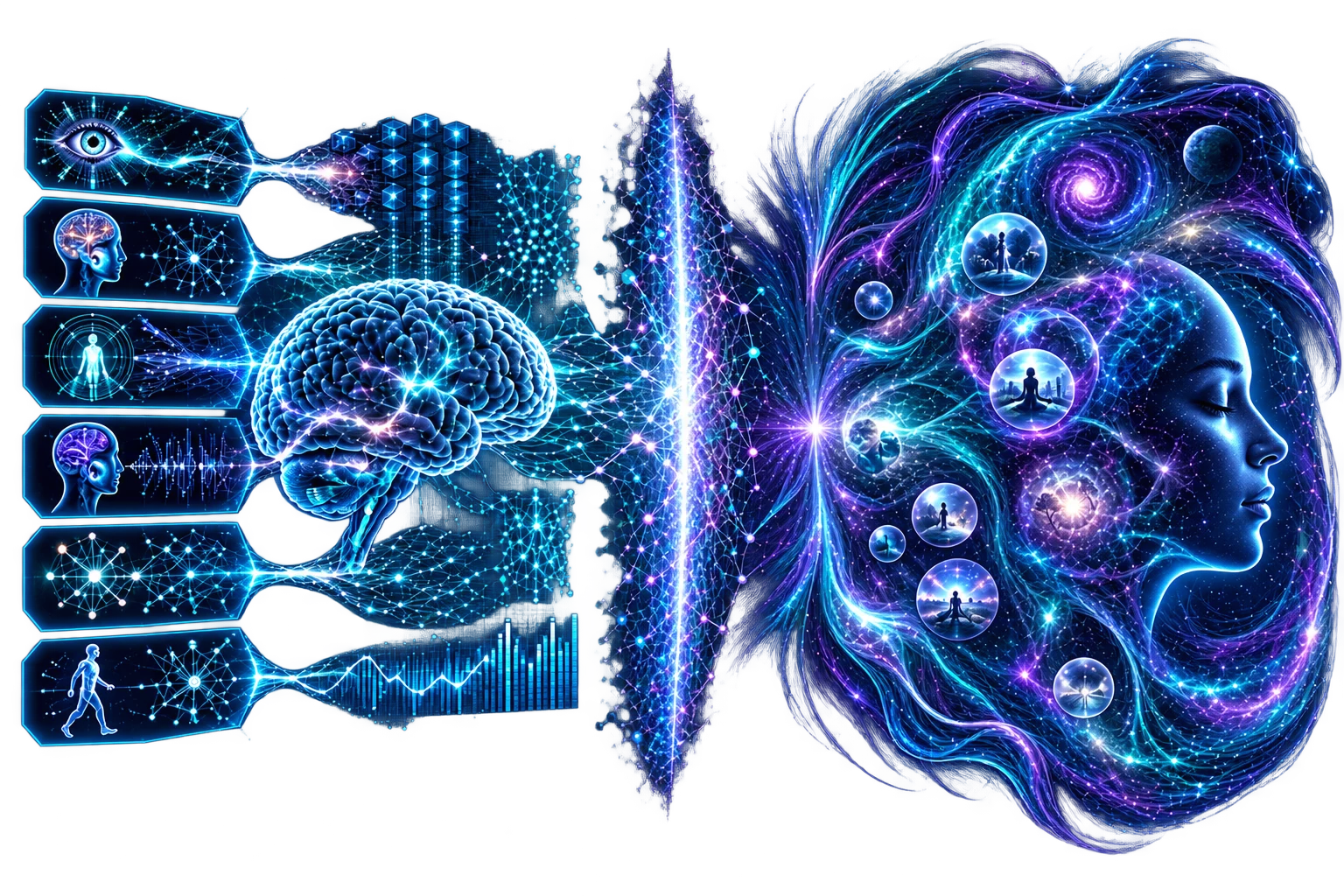 Easy problems vs hard problem of consciousness, contrasting measurable brain functions with subjective experience across an explanatory gap.