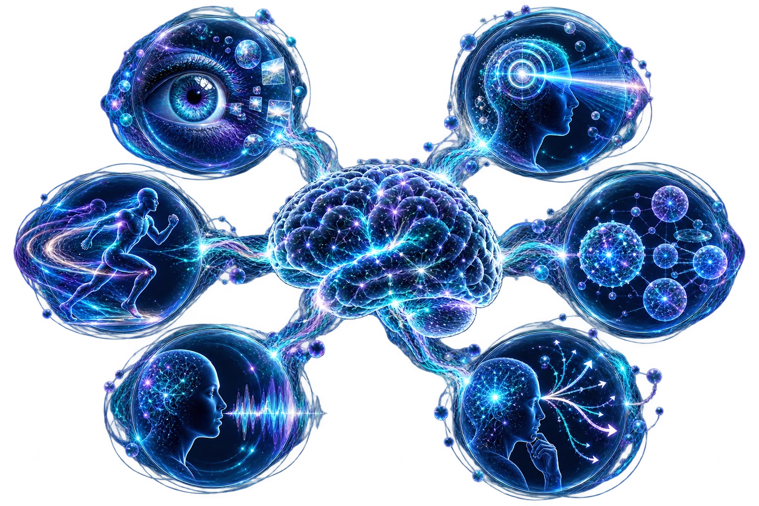 Observable functions of consciousness surrounding the brain, including perception, attention, memory, decision making, reporting and behavior.